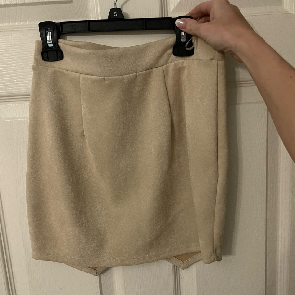 Asymmetrical tan skirt